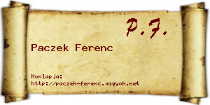Paczek Ferenc névjegykártya
